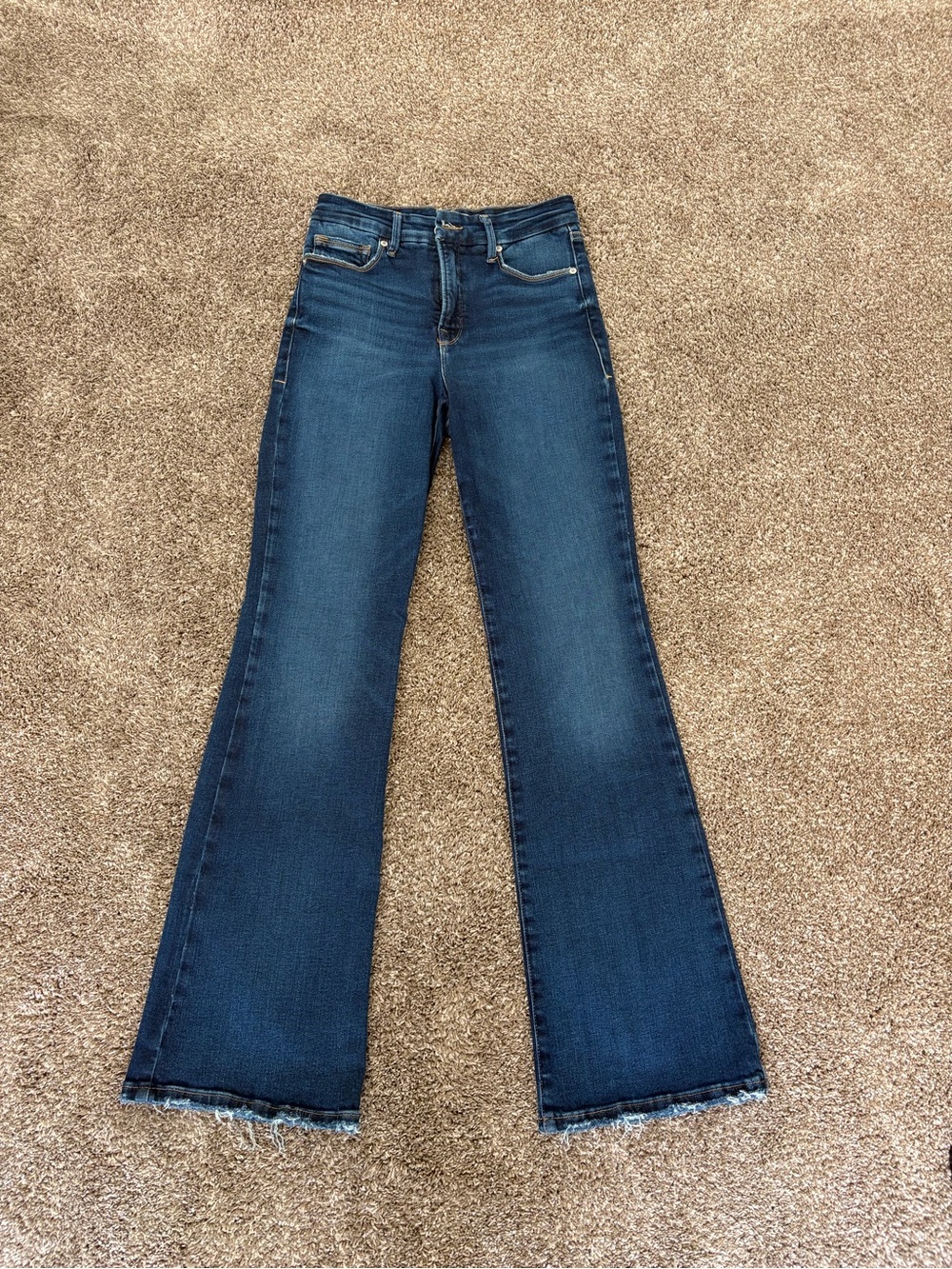 Good American Dark Wash Flared Jeans